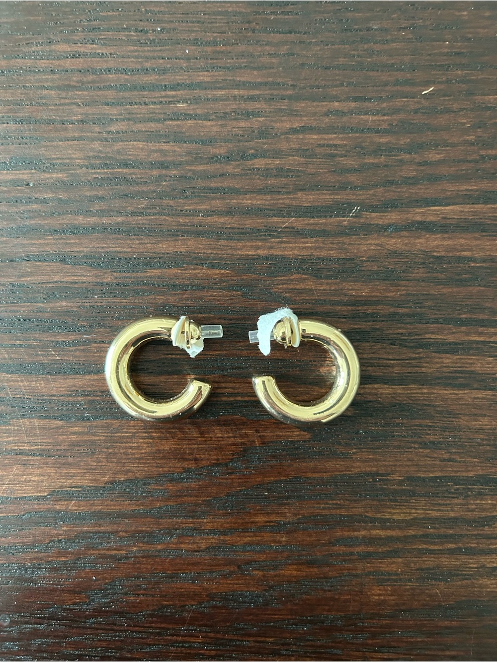 Zara Shiny Gold Chunky C-Hoop Stud Earrings NEW